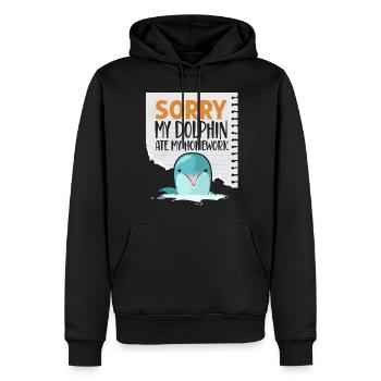 Dauphin Désolé Mon dauphin a mangé mon - Sweat à capuche Premium bio Homme - noir - Devant - Nico (187cm)