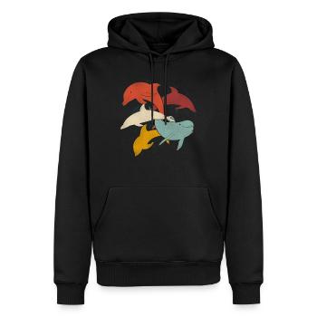 Dauphin Rétro Vintage - Sweat à capuche Premium bio Homme - noir - Devant - Nico (187cm)