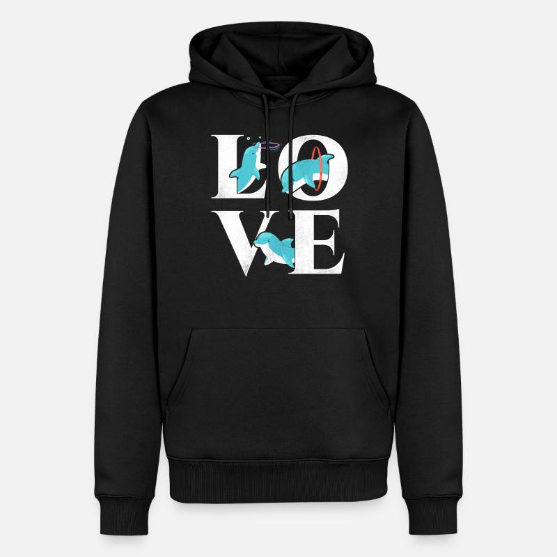 Dolphin Love - Männer Premium Bio Hoodie - Schwarz