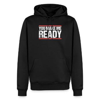 Tu me prépares Denglish - Sweat à capuche Premium bio Homme - noir - Devant - Nico (187cm)