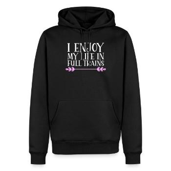 Je profite de ma vie dans les trains Denglisch - Sweat à capuche Premium bio Homme - noir - Devant - Nico (187cm)