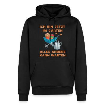 Ich bin jetzt in Garten alles andrere kann Warten - Männer Premium Bio Hoodie - Schwarz - Vorne - Nico (187cm)