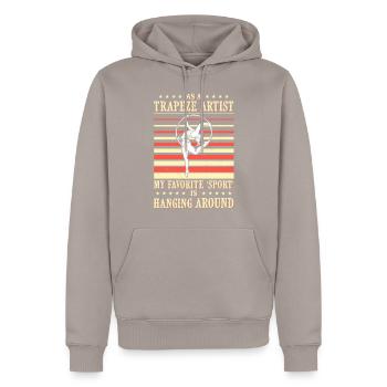 Zirkus Luftseiden Aeralist Akrobatik Trapez - Männer Premium Bio Hoodie - Taupe - Vorne - Nico (187cm)
