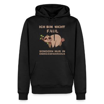 Ich bin nicht Faul ich bin nur im Energiesparmodus - Männer Premium Bio Hoodie - Schwarz - Vorne - Nico (187cm)