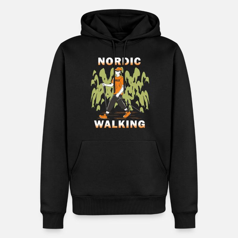 NORDIC WALKING - Männer Premium Bio Hoodie - Schwarz