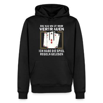 HABE DIE SPIELREGELN GELESEN - Männer Premium Bio Hoodie - Schwarz - Vorne - Nico (187cm)