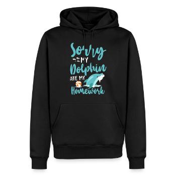 Dauphin Désolé Mon dauphin a mangé mon - Sweat à capuche Premium bio Homme - noir - Devant - Nico (187cm)