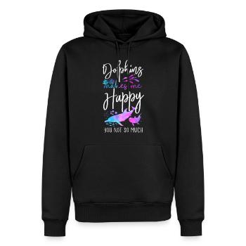 Dauphins Les dauphins me rendent heureux - Sweat à capuche Premium bio Homme - noir - Devant - Nico (187cm)