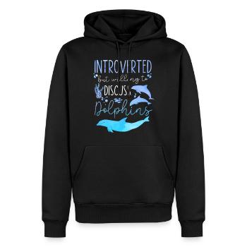 Dolphin Introverted But Willing To - Men’s Premium Organic Hoodie - black - Front - Nico (187cm)