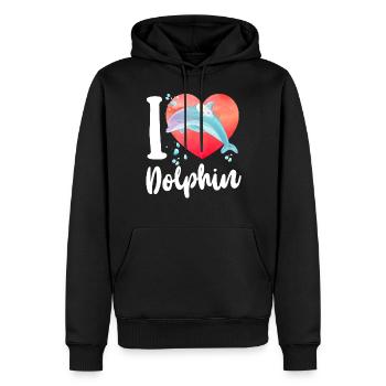 Dolphin Heart I Love Dolphins - Männer Premium Bio Hoodie - Schwarz - Vorne - Nico (187cm)