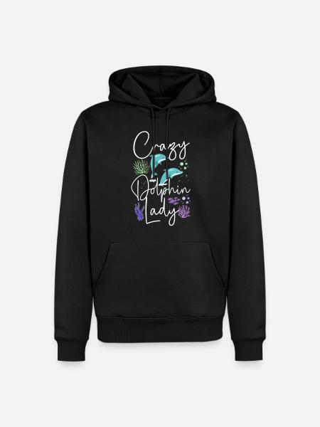 Dolphin Crazy Dolphin Lady - Men’s Premium Organic Hoodie - black