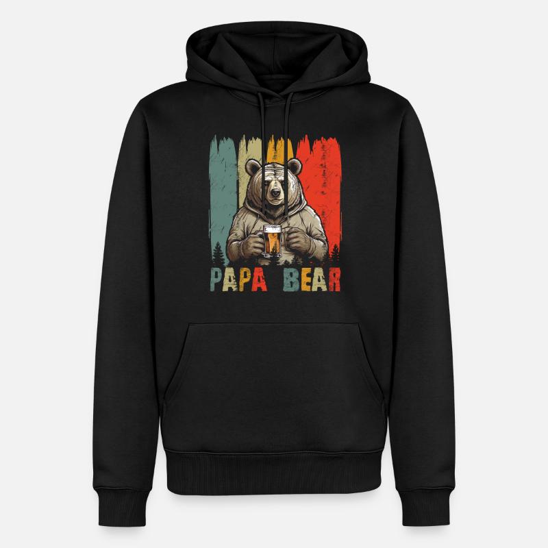 Papa Bear - Männer Premium Bio Hoodie - Schwarz