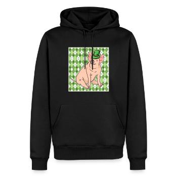 Cochon chanceux - Sweat à capuche Premium bio Homme - noir - Devant - Nico (187cm)