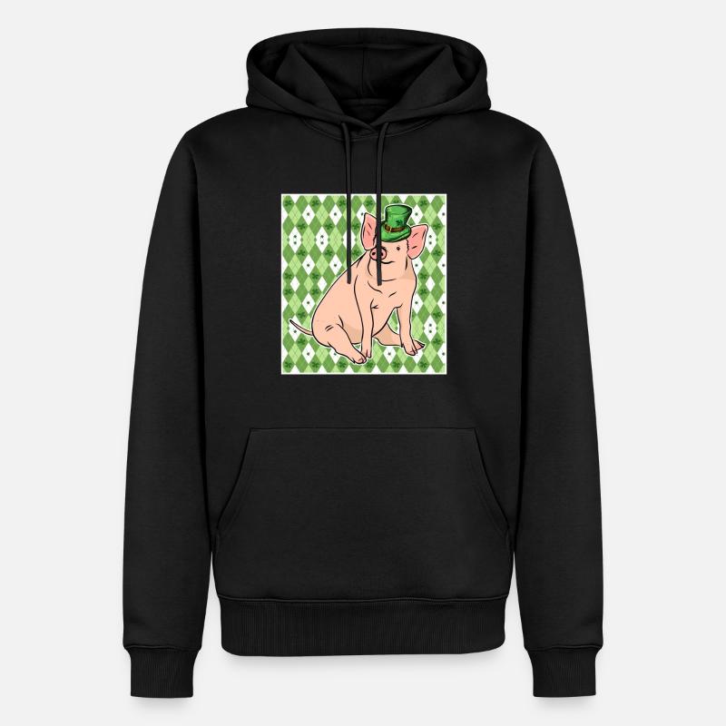 Glücksschwein - Männer Premium Bio Hoodie - Schwarz