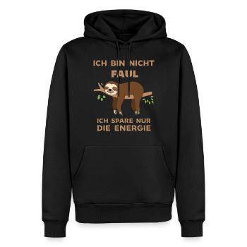 Ich bin nicht Faul ich spare Energie ein Faultier - Männer Premium Bio Hoodie - Schwarz - Vorne - Nico (187cm)