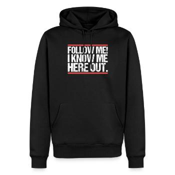 Suivez-moi! Je me connais ici. Danglais - Sweat à capuche Premium bio Homme - noir - Devant - Nico (187cm)
