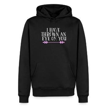 Je t’ai jeté un œil Denglisch - Sweat à capuche Premium bio Homme - noir - Devant - Nico (187cm)