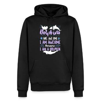 Dolphin Dolphins Are Awesome I Am - Männer Premium Bio Hoodie - Schwarz - Vorne - Nico (187cm)