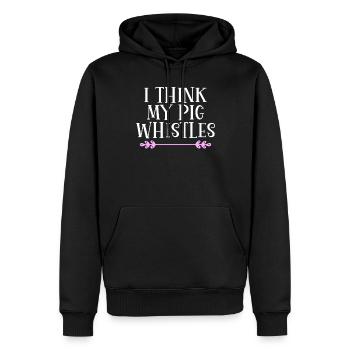 Je pense que mon cochon siffle Denglish - Sweat à capuche Premium bio Homme - noir - Devant - Nico (187cm)