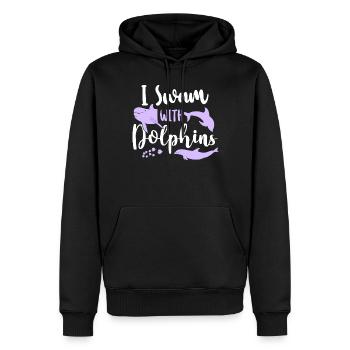 Dauphin J’ai nagé avec les dauphins - Sweat à capuche Premium bio Homme - noir - Devant - Nico (187cm)