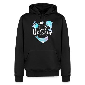 Dolphin I Like Dolphins - Männer Premium Bio Hoodie - Schwarz - Vorne - Nico (187cm)