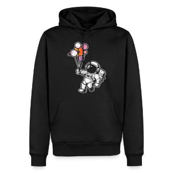 Astronaut Holding Planet Ballons Sonnensystem - Männer Premium Bio Hoodie - Schwarz - Vorne - Nico (187cm)