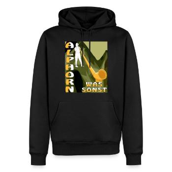 ALPHORN WAS SONST - Männer Premium Bio Hoodie - Schwarz - Vorne - Nico (187cm)