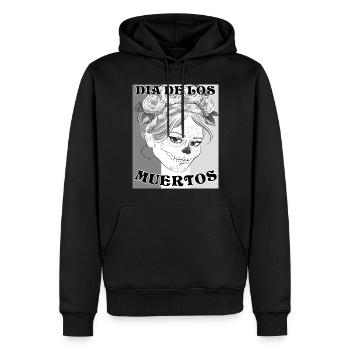 DIA DE LOS MUERTOS - Männer Premium Bio Hoodie - Schwarz - Vorne - Nico (187cm)