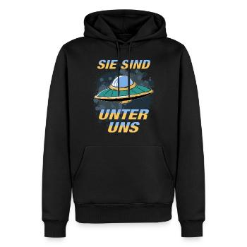 UFO SIE SIND UNTER UNS - Männer Premium Bio Hoodie - Schwarz - Vorne - Nico (187cm)