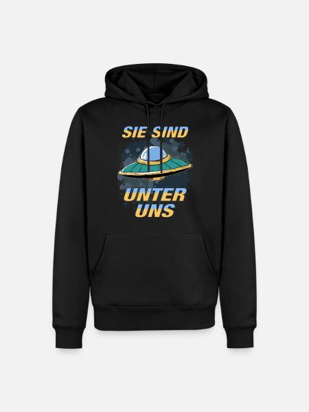UFO SIE SIND UNTER UNS - Männer Premium Bio Hoodie - Schwarz
