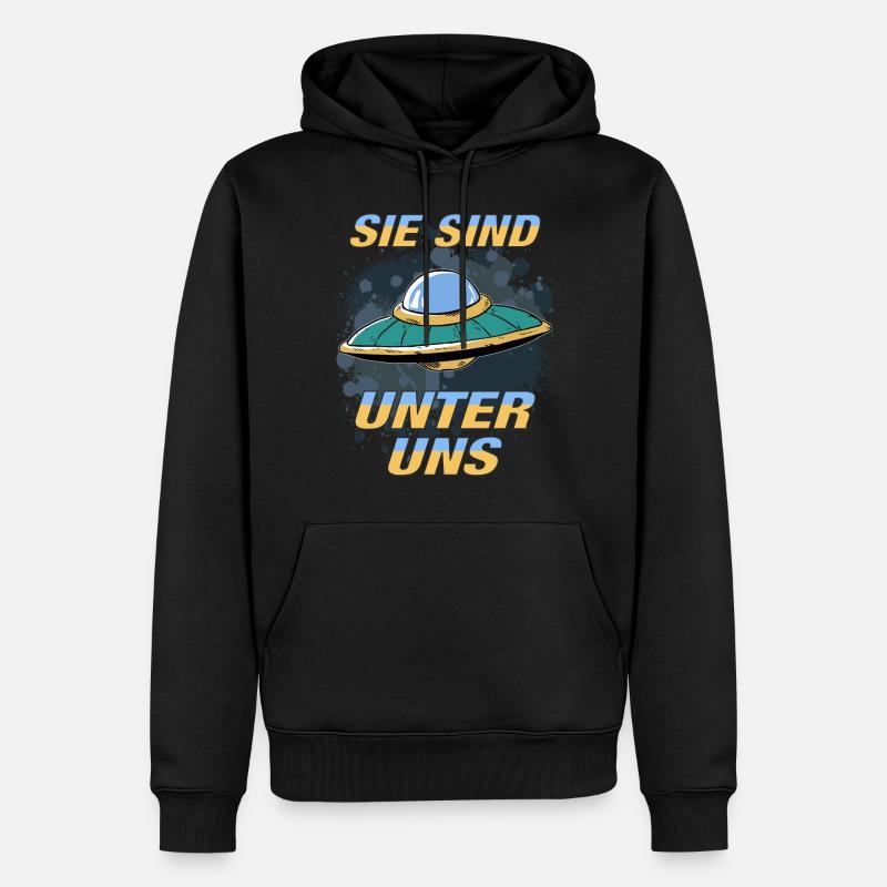 UFO SIE SIND UNTER UNS - Männer Premium Bio Hoodie - Schwarz