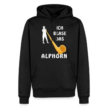 ICH BLASE DAS ALPHORN - Männer Premium Bio Hoodie - Schwarz - Vorne - Nico (187cm)