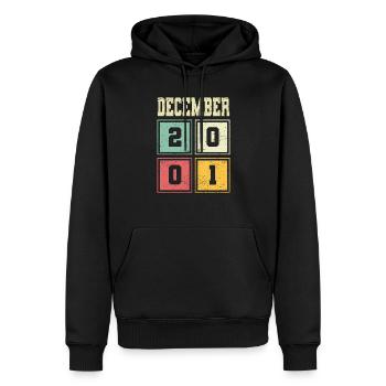 22. Geburtstag Dezember Jahrgang 2001 Vintage - Männer Premium Bio Hoodie - Schwarz - Vorne - Nico (187cm)