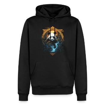 Panda Chinois Japonais Asie Bambou Kawaii - Sweat à capuche Premium bio Homme - noir - Devant - Nico (187cm)