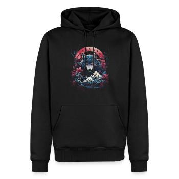 Wolf Japanisch Japanische Kunst Anime Traditionell - Männer Premium Bio Hoodie - Schwarz - Vorne - Nico (187cm)