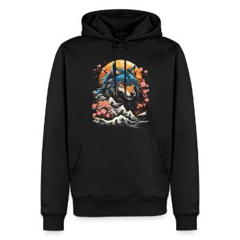 Wolf Japanisch Japanische Kunst Anime Traditionell - Männer Premium Bio Hoodie - Schwarz - Vorne - Nico (187cm)