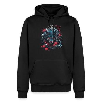 Wolf Japanisch Japanische Kunst Anime Traditionell - Männer Premium Bio Hoodie - Schwarz - Vorne - Nico (187cm)