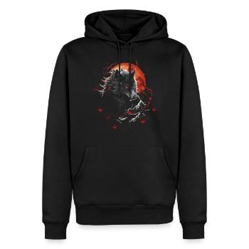 Loup Japonais Art Japonais Anime Traditionnel - Sweat à capuche Premium bio Homme - noir - Devant - Nico (187cm)
