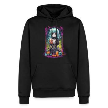 Gothic Pumpkin Spice latte Skelett eGirl Design - Männer Premium Bio Hoodie - Schwarz - Vorne - Nico (187cm)