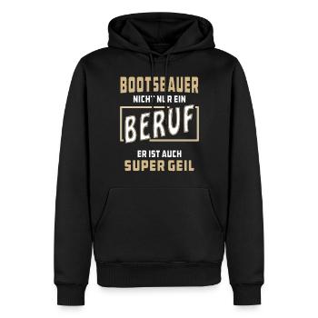 BOOTSBAUER NICHT NUR EIN BERUF - Männer Premium Bio Hoodie - Schwarz - Vorne - Nico (187cm)