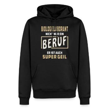 BIOLOGIELABORANT NICHT NUR EIN BERUF - Männer Premium Bio Hoodie - Schwarz - Vorne - Nico (187cm)