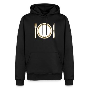 TELLER BESTECK - Männer Premium Bio Hoodie - Schwarz - Vorne - Nico (187cm)