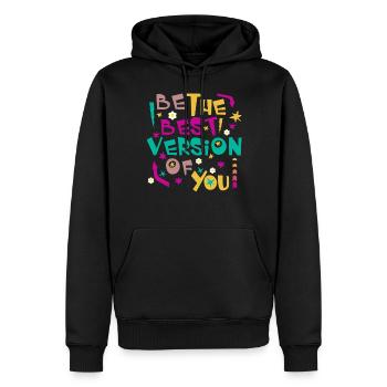 SOYEZ LA MEILLEURE VERSION DE VOUS-MÊME - Sweat à capuche Premium bio Homme - noir - Devant - Nico (187cm)