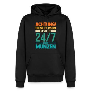 Numismatik Münzensammlung Münzensammler - Männer Premium Bio Hoodie - Schwarz - Vorne - Nico (187cm)
