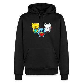Chat Boba Thé Bubble Tea Gaming Gamer Ramen Anime - Sweat à capuche Premium bio Homme - noir - Devant - Nico (187cm)