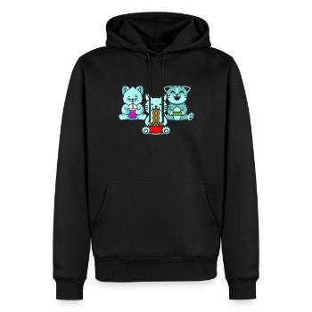 Chat Boba Thé Bubble Tea Gaming Gamer Ramen Anime - Sweat à capuche Premium bio Homme - noir - Devant - Nico (187cm)