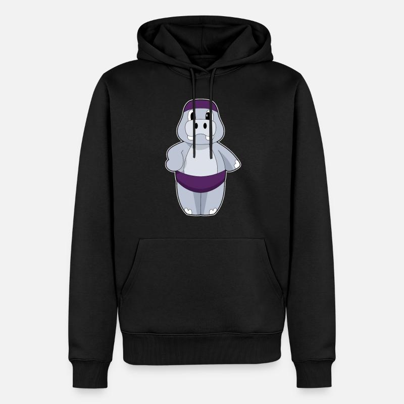 Hippopotamus Bonnet de bain - Sweat à capuche Premium bio Homme - noir