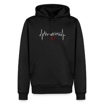 Copenhague Skyline Heartbeat Danemark Amour Hygge - Sweat à capuche Premium bio Homme - noir - Devant - Nico (187cm)