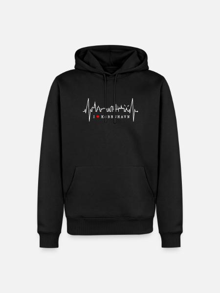 Copenhagen Skyline Heartbeat Denmark Love Hygge - Herre Premium økologisk hoodie - sort