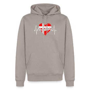 Copenhague Skyline Heartbeat Danemark Amour Hygge - Sweat à capuche Premium bio Homme - taupe - Devant - Nico (187cm)